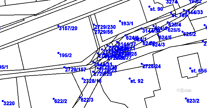 Parcela st. 3144/32 v KÚ Vendolí, Katastrální mapa