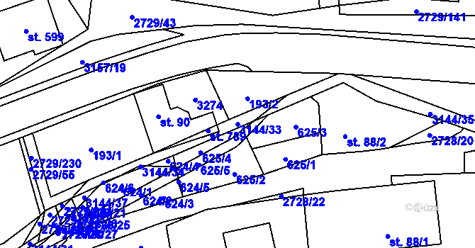 Parcela st. 3144/33 v KÚ Vendolí, Katastrální mapa
