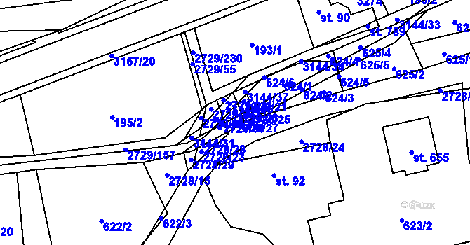 Parcela st. 2728/27 v KÚ Vendolí, Katastrální mapa