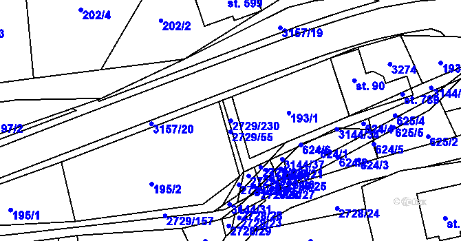 Parcela st. 2729/230 v KÚ Vendolí, Katastrální mapa