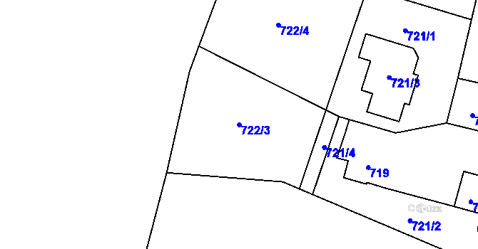 Parcela st. 722/3 v KÚ Vendryně, Katastrální mapa