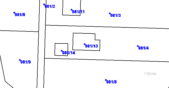 Parcela st. 981/13 v KÚ Vendryně, Katastrální mapa