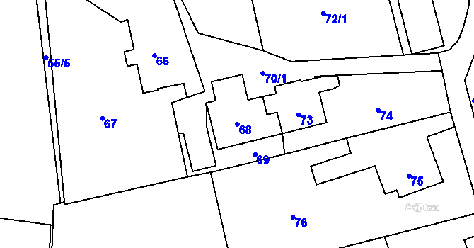 Parcela st. 68 v KÚ Vendryně, Katastrální mapa
