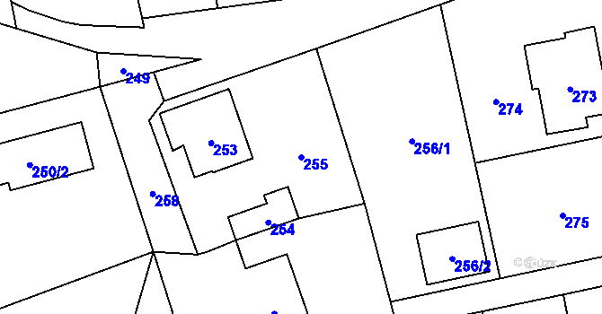 Parcela st. 255 v KÚ Vendryně, Katastrální mapa