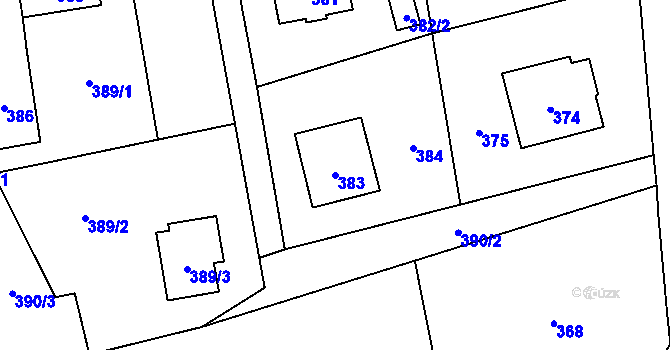 Parcela st. 383 v KÚ Vendryně, Katastrální mapa