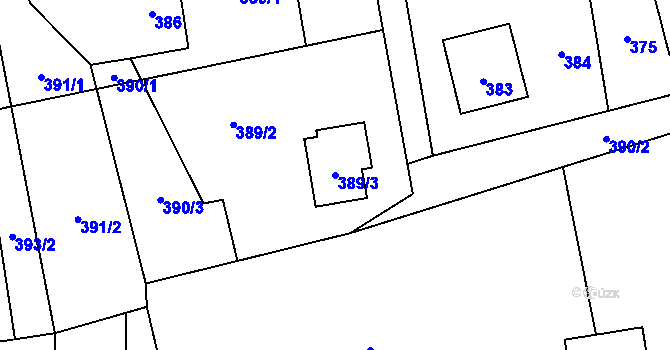 Parcela st. 389/3 v KÚ Vendryně, Katastrální mapa