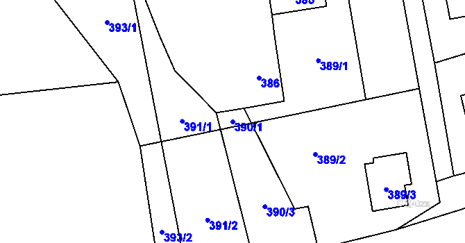 Parcela st. 390/1 v KÚ Vendryně, Katastrální mapa