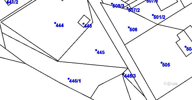 Parcela st. 445 v KÚ Vendryně, Katastrální mapa