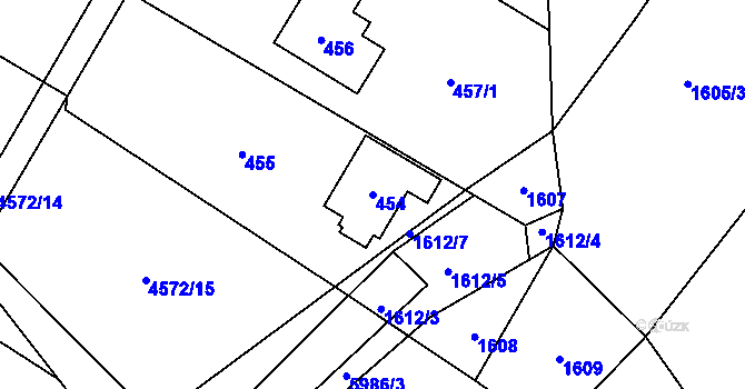 Parcela st. 454 v KÚ Vendryně, Katastrální mapa