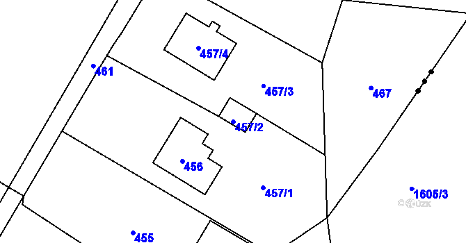 Parcela st. 457/2 v KÚ Vendryně, Katastrální mapa