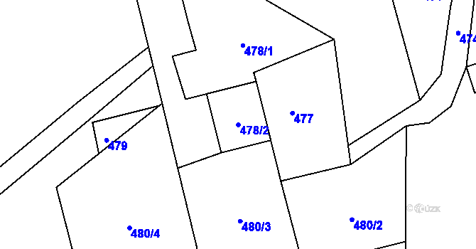 Parcela st. 478/2 v KÚ Vendryně, Katastrální mapa