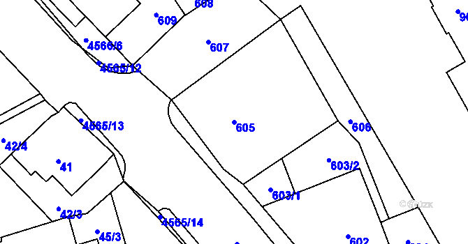 Parcela st. 605 v KÚ Vendryně, Katastrální mapa