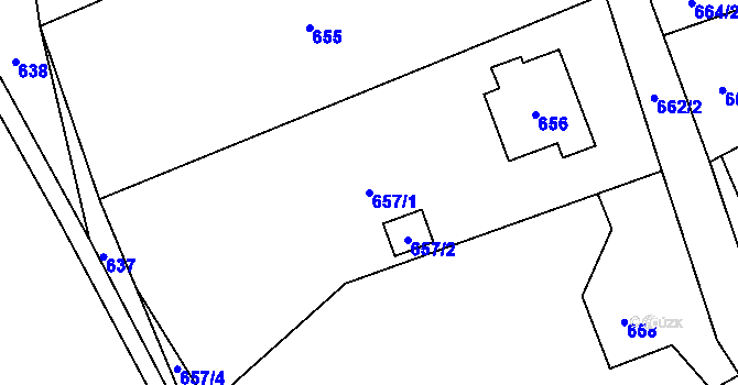 Parcela st. 657/1 v KÚ Vendryně, Katastrální mapa