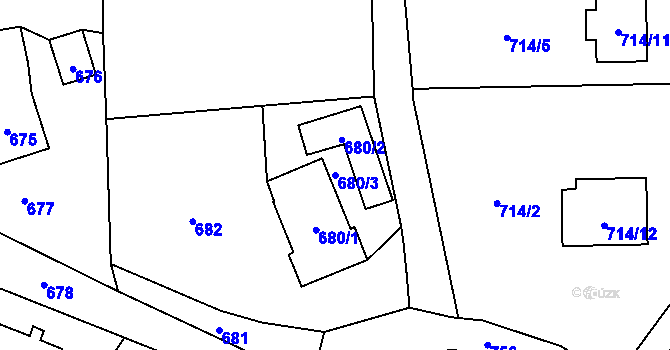 Parcela st. 680/3 v KÚ Vendryně, Katastrální mapa