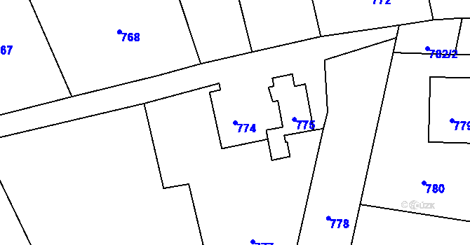 Parcela st. 774 v KÚ Vendryně, Katastrální mapa
