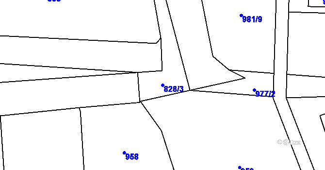 Parcela st. 828/3 v KÚ Vendryně, Katastrální mapa