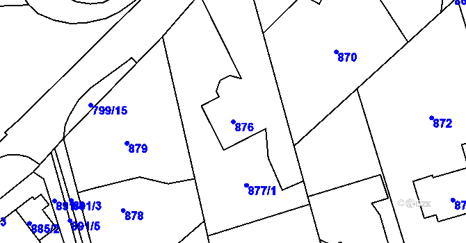 Parcela st. 876 v KÚ Vendryně, Katastrální mapa