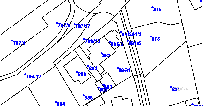 Parcela st. 882 v KÚ Vendryně, Katastrální mapa