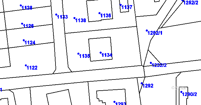 Parcela st. 1134 v KÚ Vendryně, Katastrální mapa
