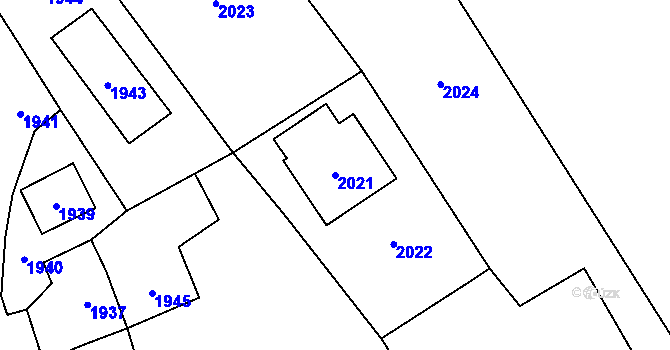Parcela st. 2021 v KÚ Vendryně, Katastrální mapa