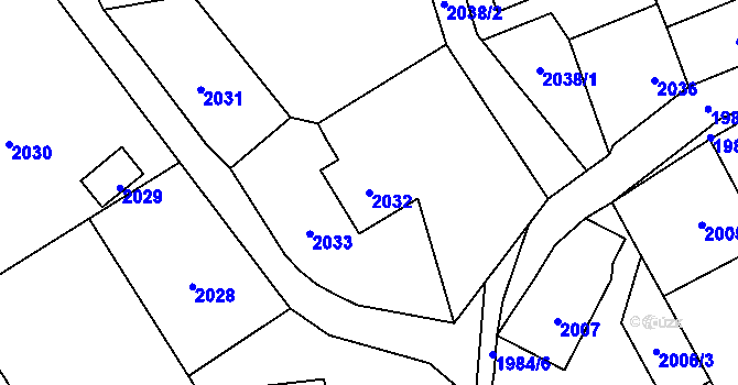 Parcela st. 2032 v KÚ Vendryně, Katastrální mapa