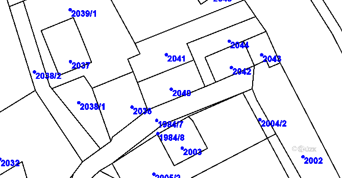 Parcela st. 2040 v KÚ Vendryně, Katastrální mapa