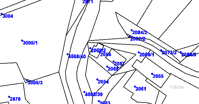 Parcela st. 2056 v KÚ Vendryně, Katastrální mapa