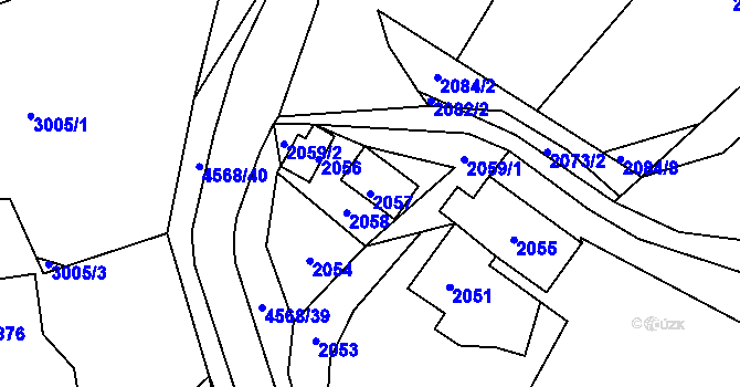 Parcela st. 2057 v KÚ Vendryně, Katastrální mapa