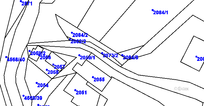 Parcela st. 2073/2 v KÚ Vendryně, Katastrální mapa