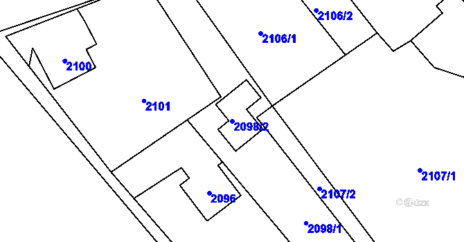 Parcela st. 2098/2 v KÚ Vendryně, Katastrální mapa