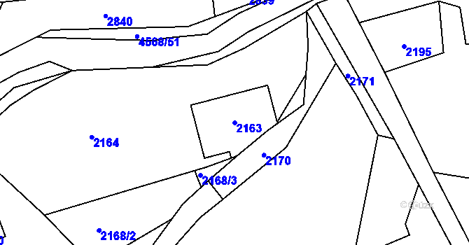 Parcela st. 2163 v KÚ Vendryně, Katastrální mapa