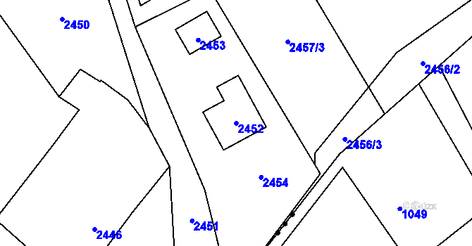 Parcela st. 2452 v KÚ Vendryně, Katastrální mapa