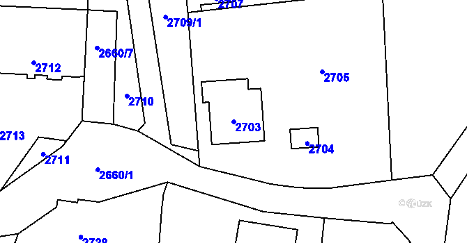 Parcela st. 2703 v KÚ Vendryně, Katastrální mapa