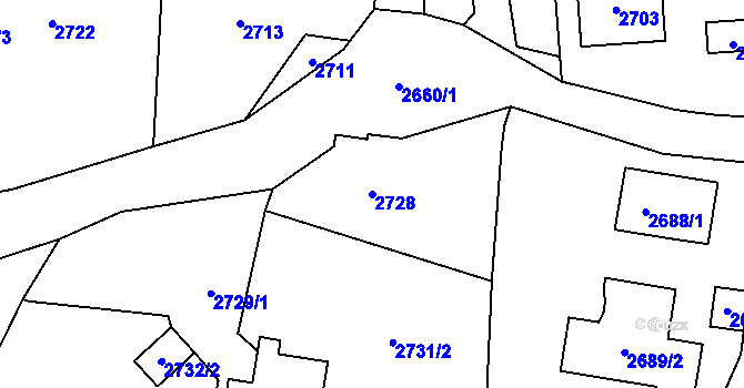 Parcela st. 2728 v KÚ Vendryně, Katastrální mapa