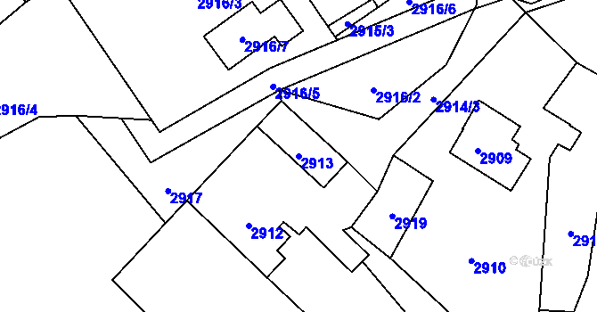 Parcela st. 2913 v KÚ Vendryně, Katastrální mapa