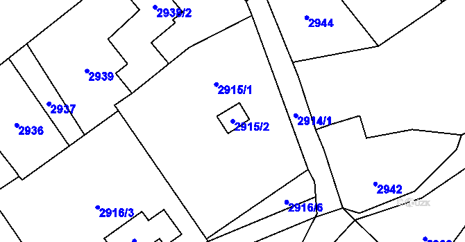 Parcela st. 2915/2 v KÚ Vendryně, Katastrální mapa