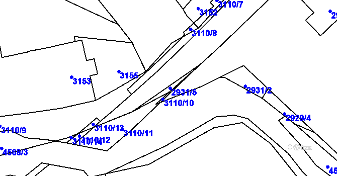 Parcela st. 2931/5 v KÚ Vendryně, Katastrální mapa