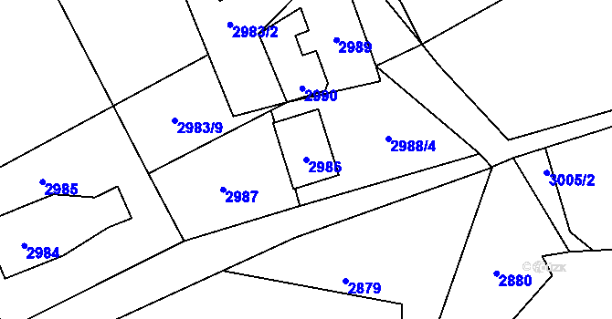 Parcela st. 2986 v KÚ Vendryně, Katastrální mapa