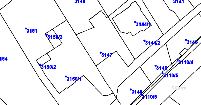 Parcela st. 3147 v KÚ Vendryně, Katastrální mapa
