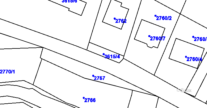 Parcela st. 3615/4 v KÚ Vendryně, Katastrální mapa