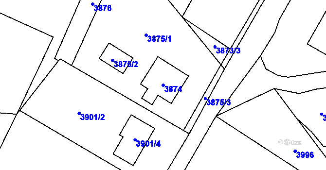 Parcela st. 3874 v KÚ Vendryně, Katastrální mapa