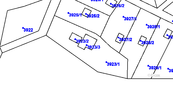 Parcela st. 3923/3 v KÚ Vendryně, Katastrální mapa