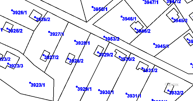 Parcela st. 3929/2 v KÚ Vendryně, Katastrální mapa