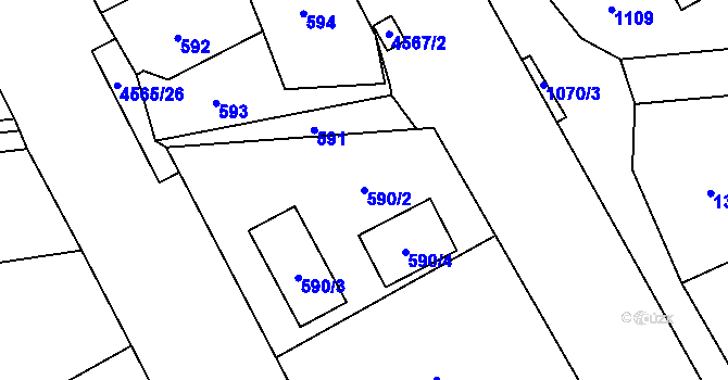 Parcela st. 590/2 v KÚ Vendryně, Katastrální mapa