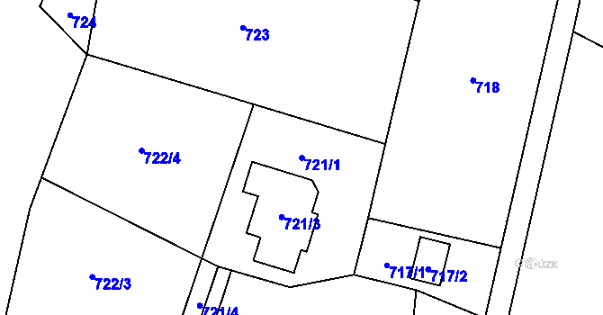 Parcela st. 721/1 v KÚ Vendryně, Katastrální mapa
