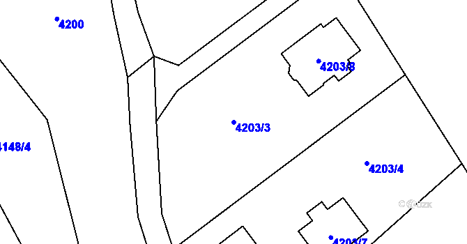 Parcela st. 4203/3 v KÚ Vendryně, Katastrální mapa