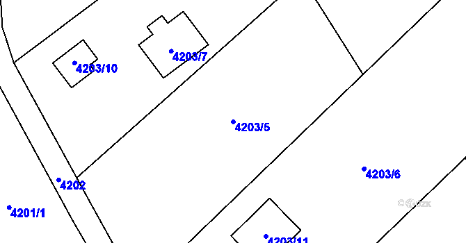 Parcela st. 4203/5 v KÚ Vendryně, Katastrální mapa