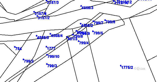 Parcela st. 799/4 v KÚ Vendryně, Katastrální mapa