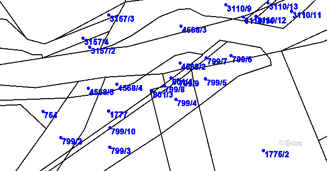 Parcela st. 799/8 v KÚ Vendryně, Katastrální mapa