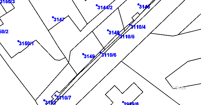 Parcela st. 3110/6 v KÚ Vendryně, Katastrální mapa